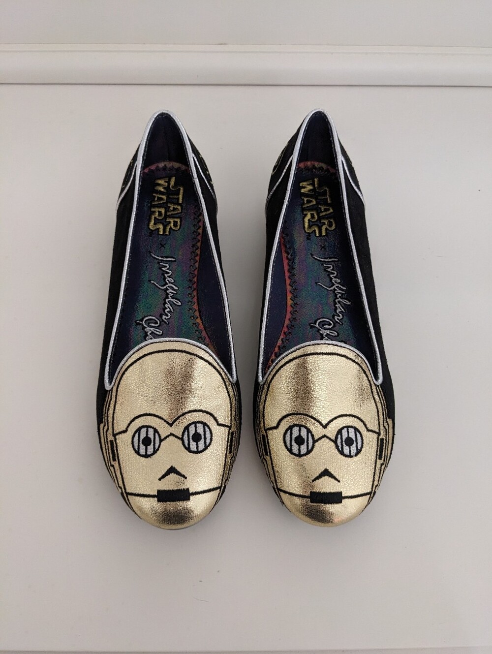 NWOB! Irregular Choice Star Wars C3PO Suede Flat Loafer Shoes Size 8